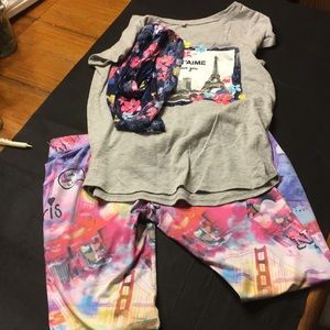 Justice outfit, tee leggings and scarf